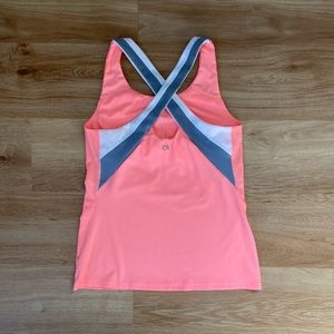 Gap Fit Tank with Built-in Support Bra Women Size Medium Coral Peach Cross Back
